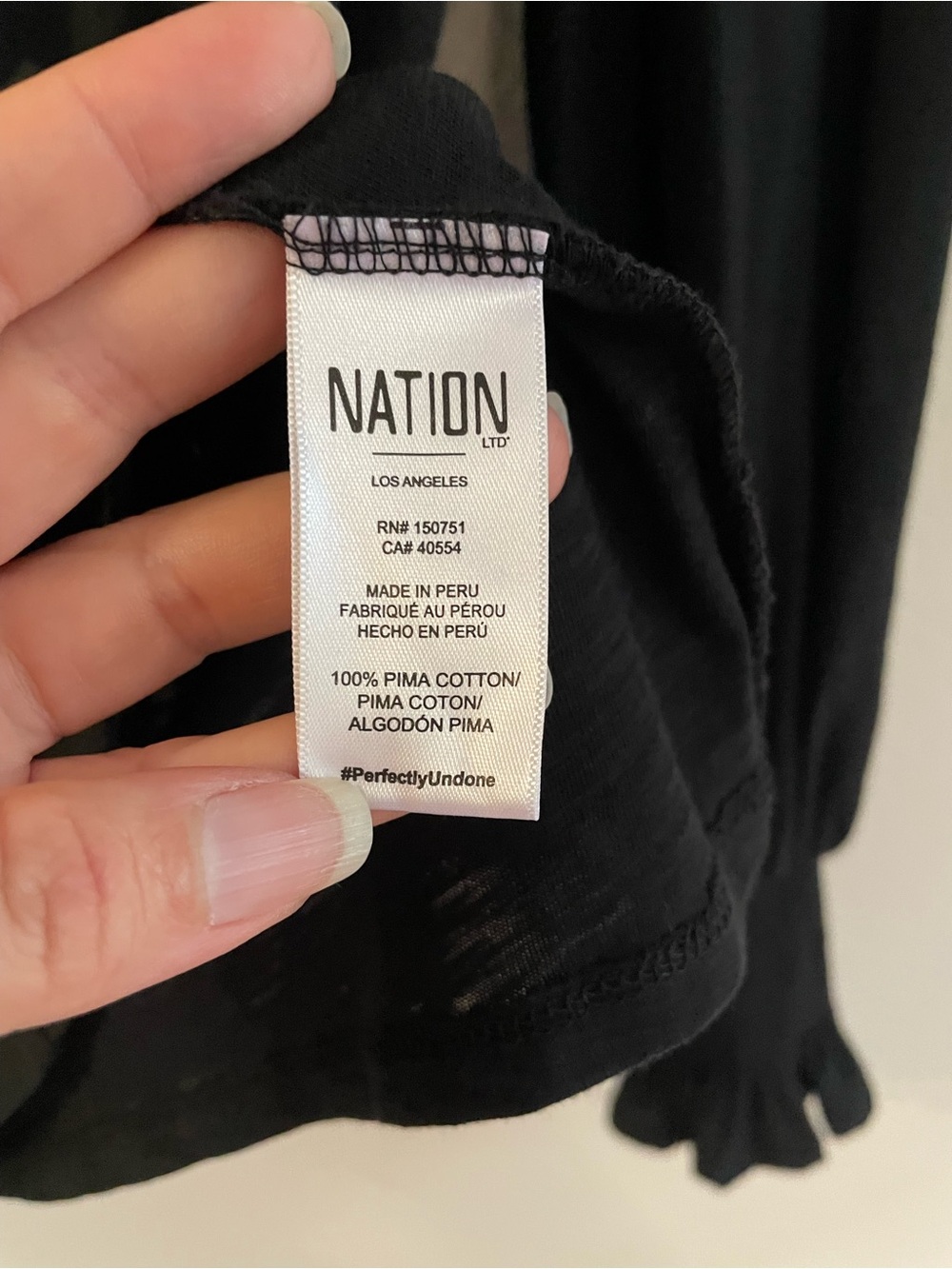 Nation LTD - Melanie Smocked Peasant Tee in Jet Black Size XS - Picture 6 of 7